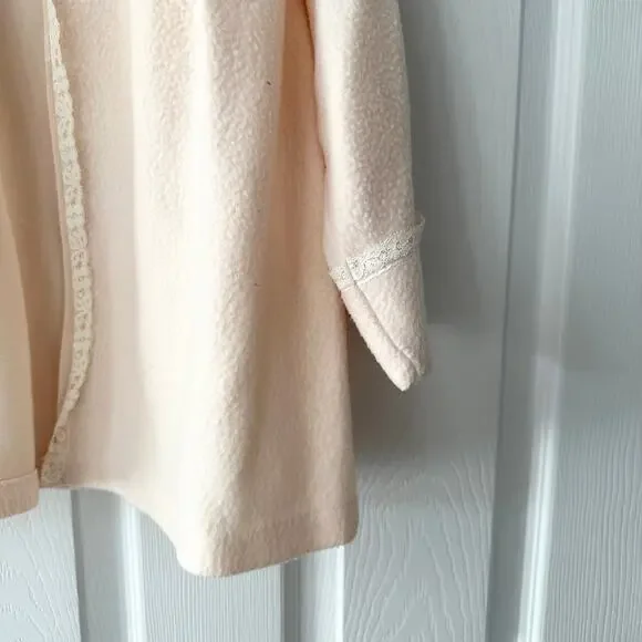 Vintage Pink Peach Fleece Fleece Lace Trim Bed Jacket Capelet No Size S/M - Picture 5 of 8